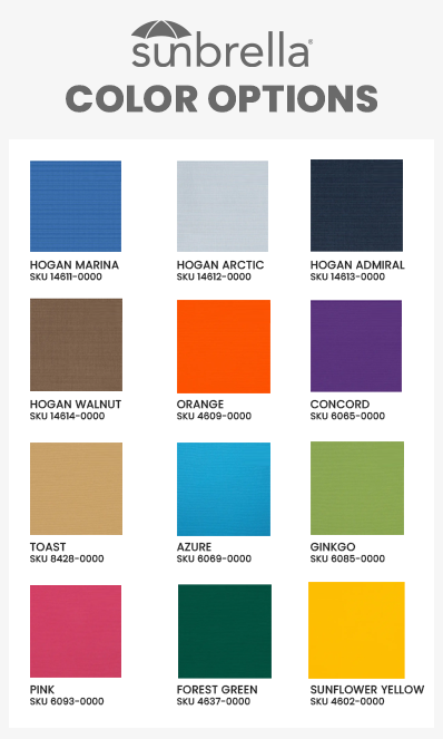 Here are some of the color options for pool enclosure curtains.